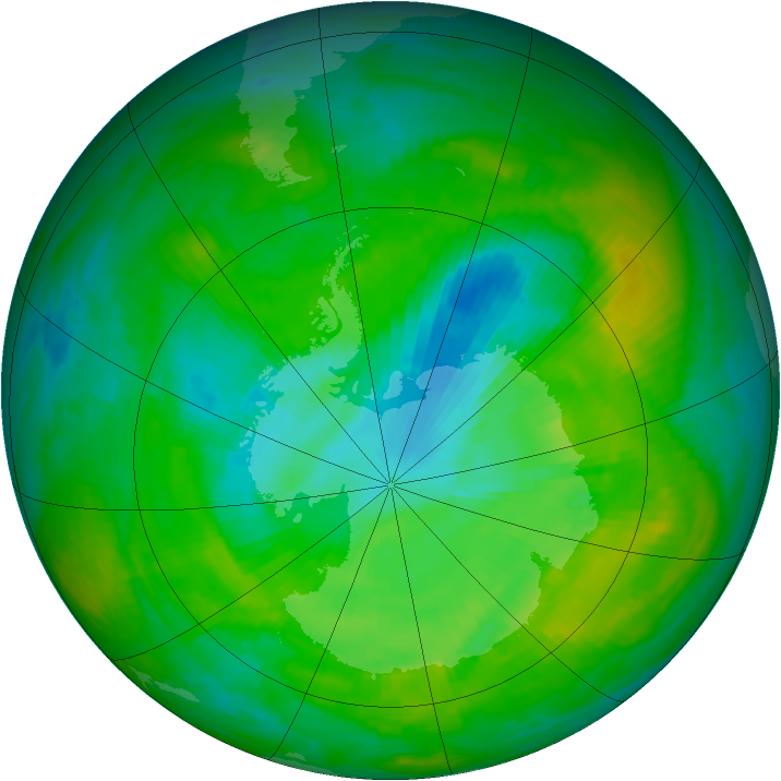 Antarctic ozone map for 10 December 1989